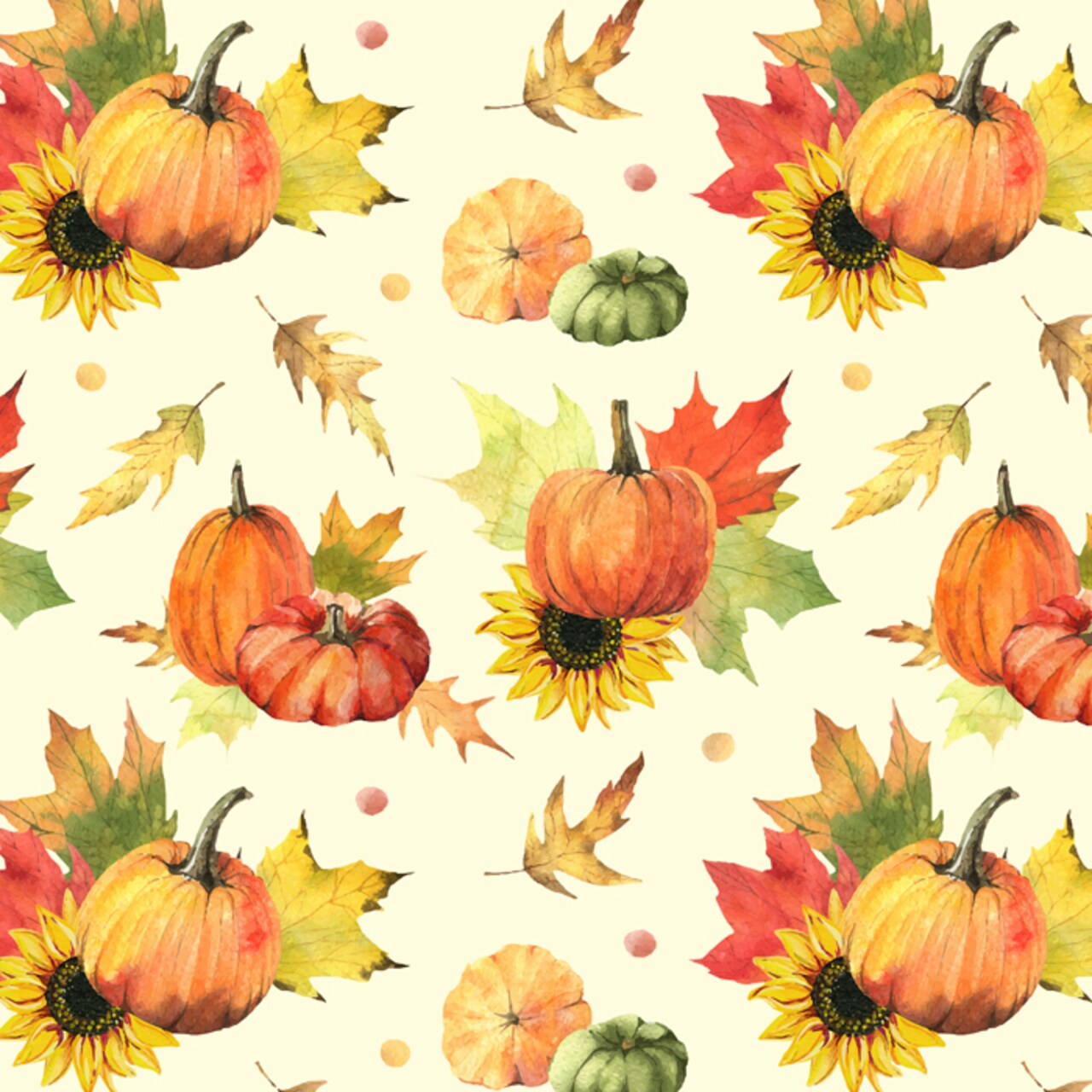 Autumn Pumpkins and Leaves Silky Premium Fleece Fabric | By the Yard